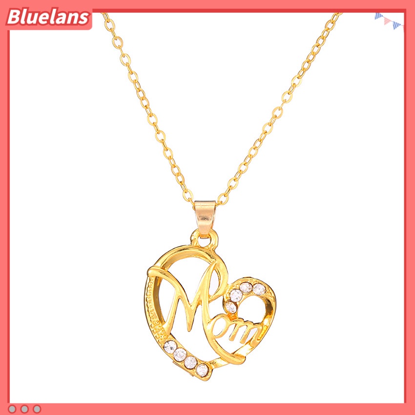 Vòng cổ Mặt Trái Tim Đính Đá Kim Cương Hình Chữ mom