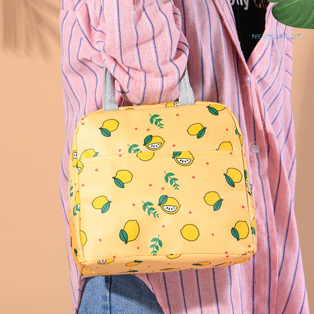 Túi Đựng Hộp Cơm Trưa Cách Nhiệt Chống Thấm Nước Hai Tay Cầm Họa Tiết Hoạt Hình