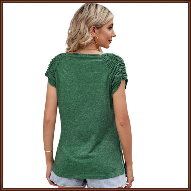 Áo Thun Tay Ngắn Cổ Chữ U Màu Sắc Đơn Giản Thoáng Khí Dành Cho Nữ