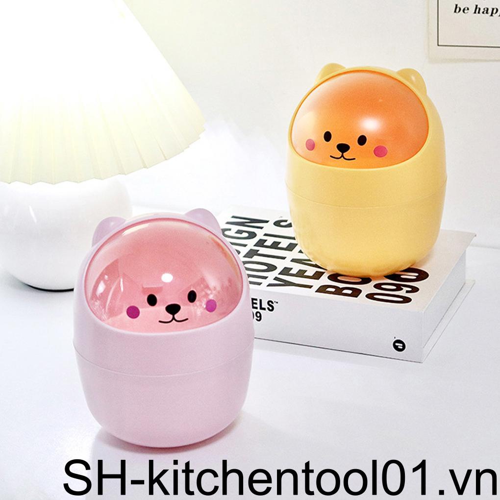 Thùng Rác Có Nắp Đậy Hình Động Vật Hoạt Hình Dễ Thương Sắp Xếp Gọn Gàng Cho Nhà Bếp Nhà Tắm