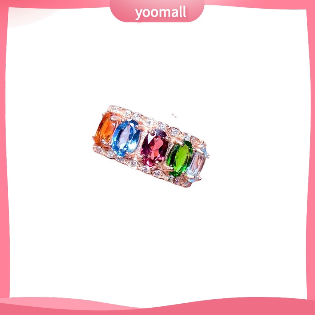 [YM] Nhẫn Dạng Hở Đính Pha Lê Tự Nhiên Nhiều Màu Sắc Cho Nữ