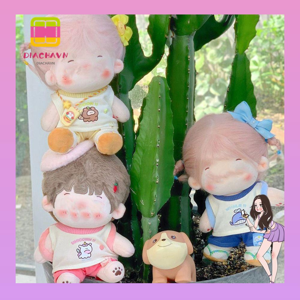 DIACHAVN Set Đồ Thể Thao Gồm Quần Short + Áo Sát Nách + Áo Khoác Màu Vàng / Hồng 10 / 20CM Dành Cho Búp Bê