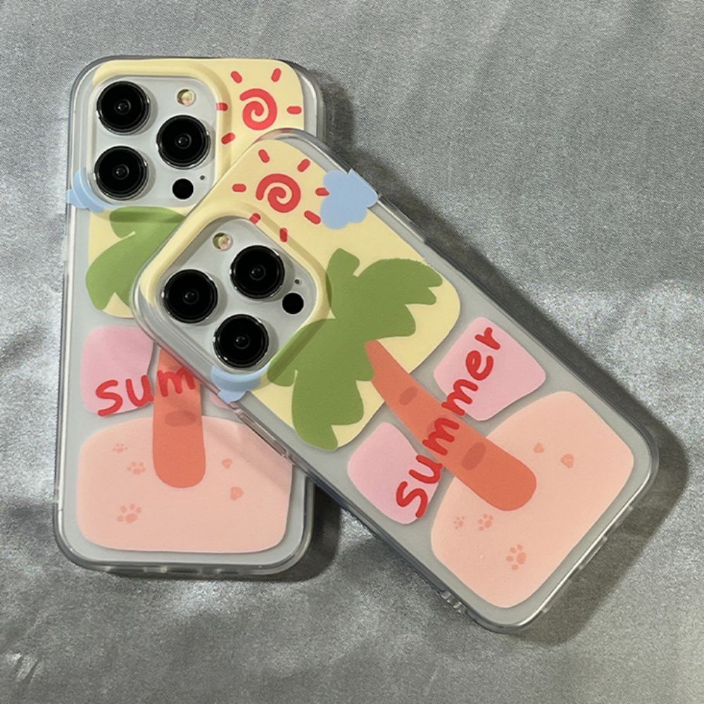 Ốp Điện Thoại TPU Mềm Chống Sốc Họa Tiết Cây Dừa Mùa Hè Cho IPhone 14 13 12 11 Pro Max X XR 8 7 Plus