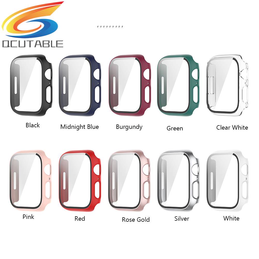 Ốp Bảo Vệ Mặt Đồng Hồ Thông Minh Bằng PC Cứng Kèm Kính Cường Lực Cho Appie Watch Series 8 7 6 5