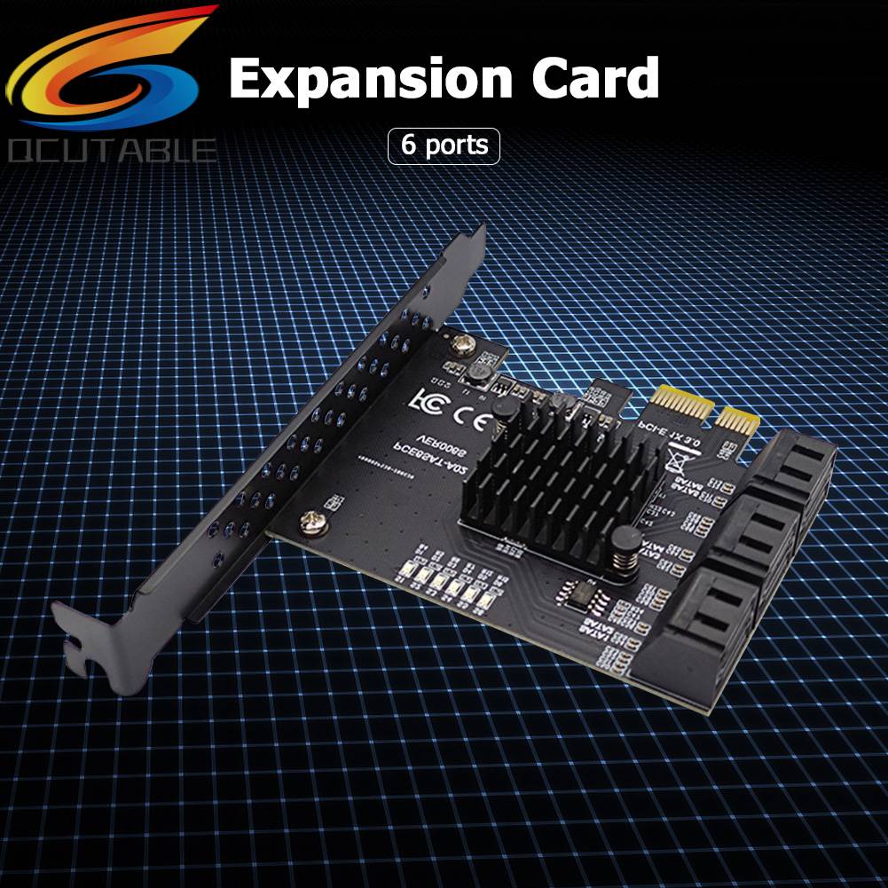 Card 6 Cổng SATA III PCIe 6Gbps SATA 3.0 Sang PCIe 1X Kèm Giá Đỡ