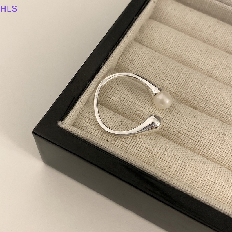 Nhẫn Đính Ngọc Trai Nhân Tạo Phong Cách Tối Giản Dễ Thương Có Thể Điều Chỉnh