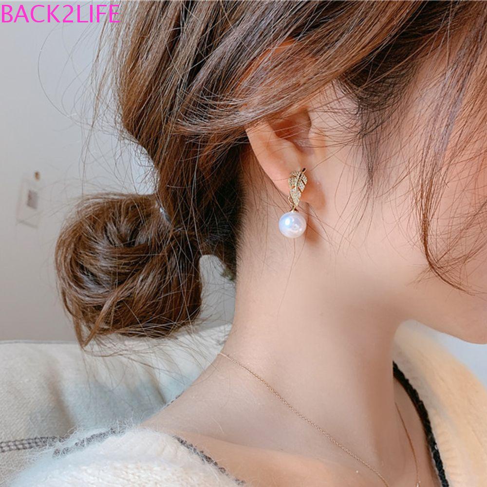 BACK2LIFE 2 Bông Tai Hình Chiếc Lá Thời Trang Cho Nữ