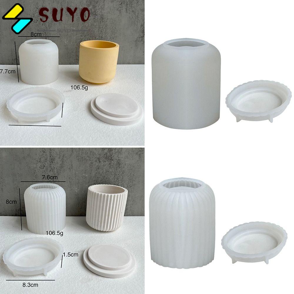 SUYO Khuôn Làm Nến Sáp Xà Phòng Hình Tròn Kẻ Sọc 3D DIY