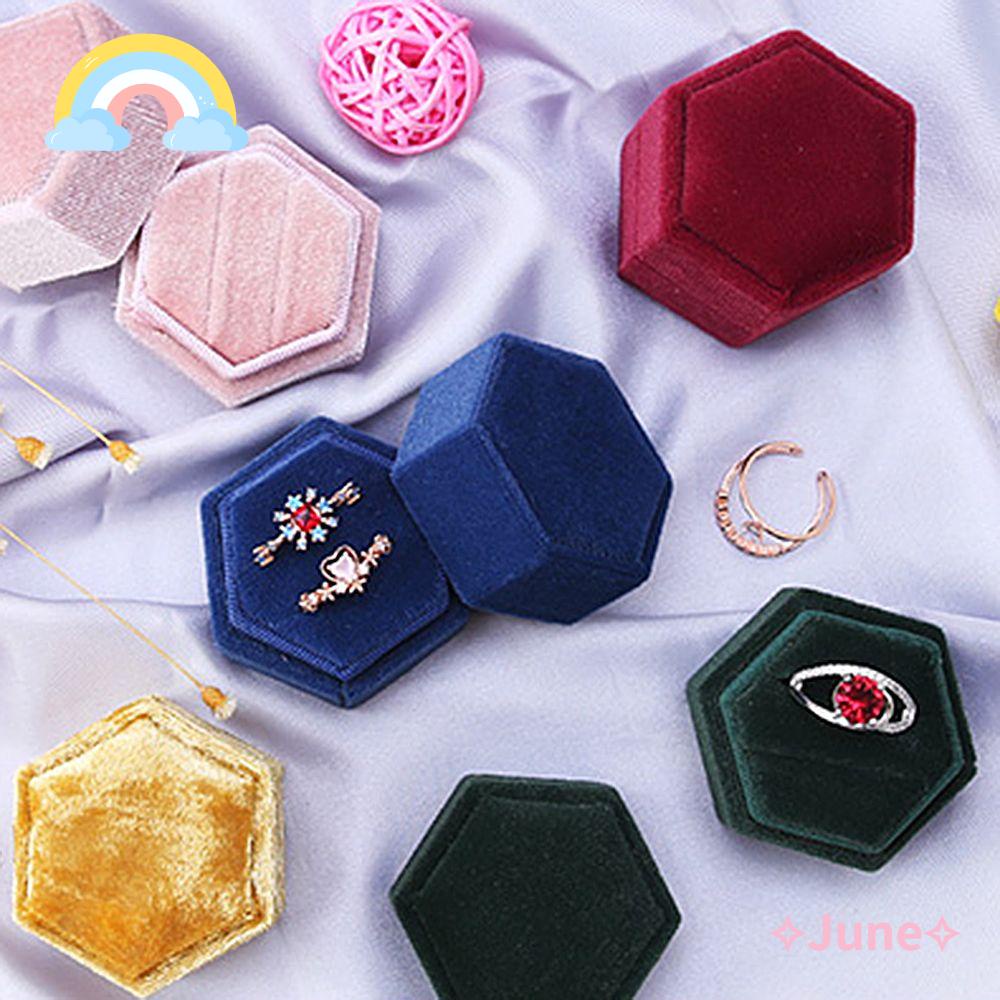 JUNE Hộp Đựng Trang Sức Hình Lục Giác Bằng Nhung Tinh Tế