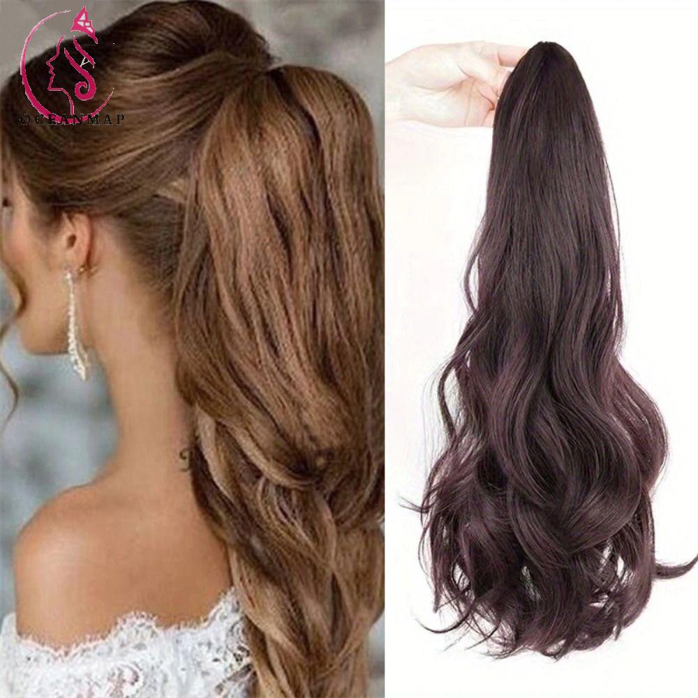 Tóc Giả Đuôi Ngựa Dài Xoăn Bằng Sợi Tổng Hợp Cách Nhiệt Màu Nâu Dành Cho Bạn Nữ