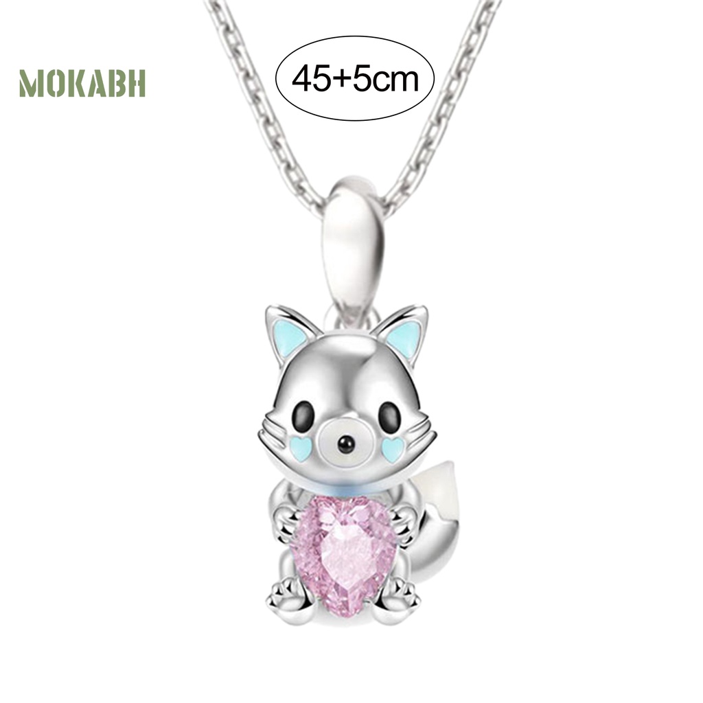 [Mok Abh] Vòng cổ Mặt Hình Trái Tim Đính Đá Lấp Lánh Có Thể Điều Chỉnh Trang Sức Thời Trang Cho Nữ