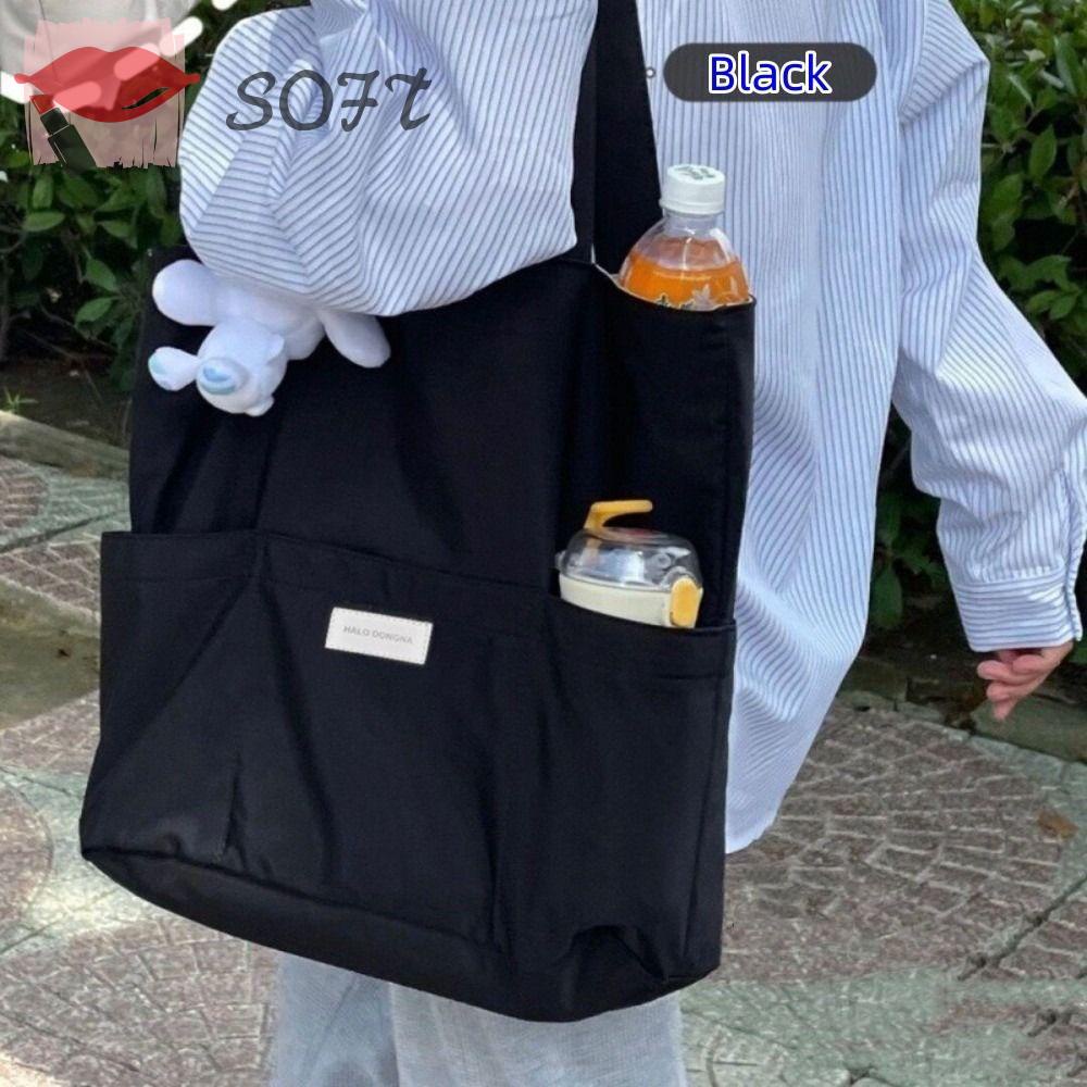 SOFTNESS Túi Tote Đeo Vai Màu Sắc Thời Trang Có Thể Tái Sử Dụng