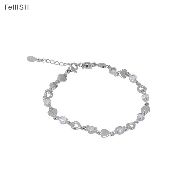 Vòng Tay Đính Đá Zircon Hình Trái Tim Lấp Lánh Phong Cách Hàn Quốc Thời Trang Cho Nữ 439br