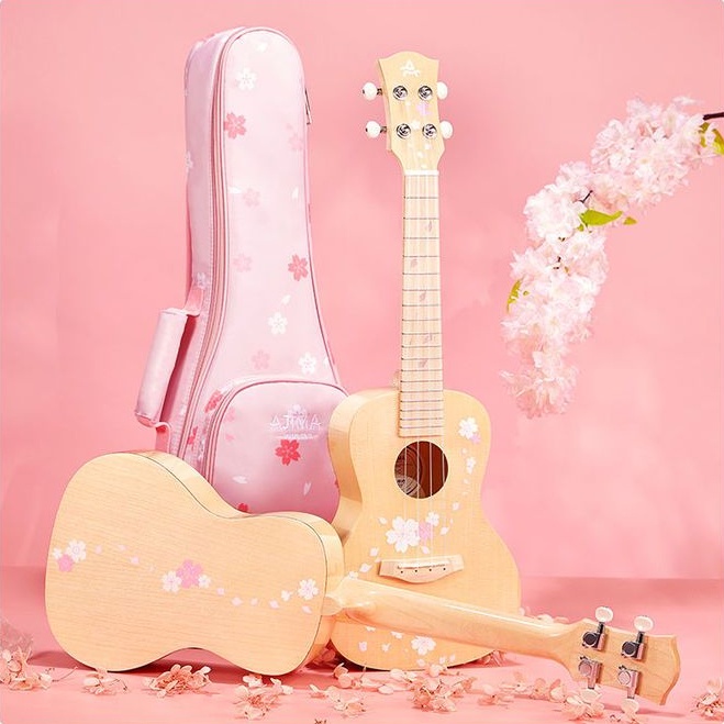 Túi Đựng Đàn Ukulele 26-Inch 23-Inch 9-Inch Dày Dặn Họa Tiết Hoa Anh Đào Xinh Xắn