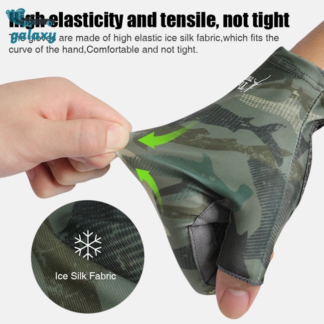 Galaxy 1 Đôi Găng Tay Hở Ngón Chống Nắng Chống Trượt Họa Tiết Rằn Ri Cho Nam