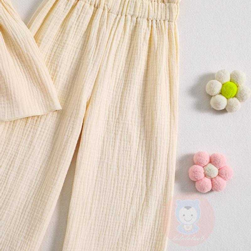 Set Áo hai dây Sát Nách + Quần Dài Phối Ren Hoa Cho Bé Gái LAA6-Kids