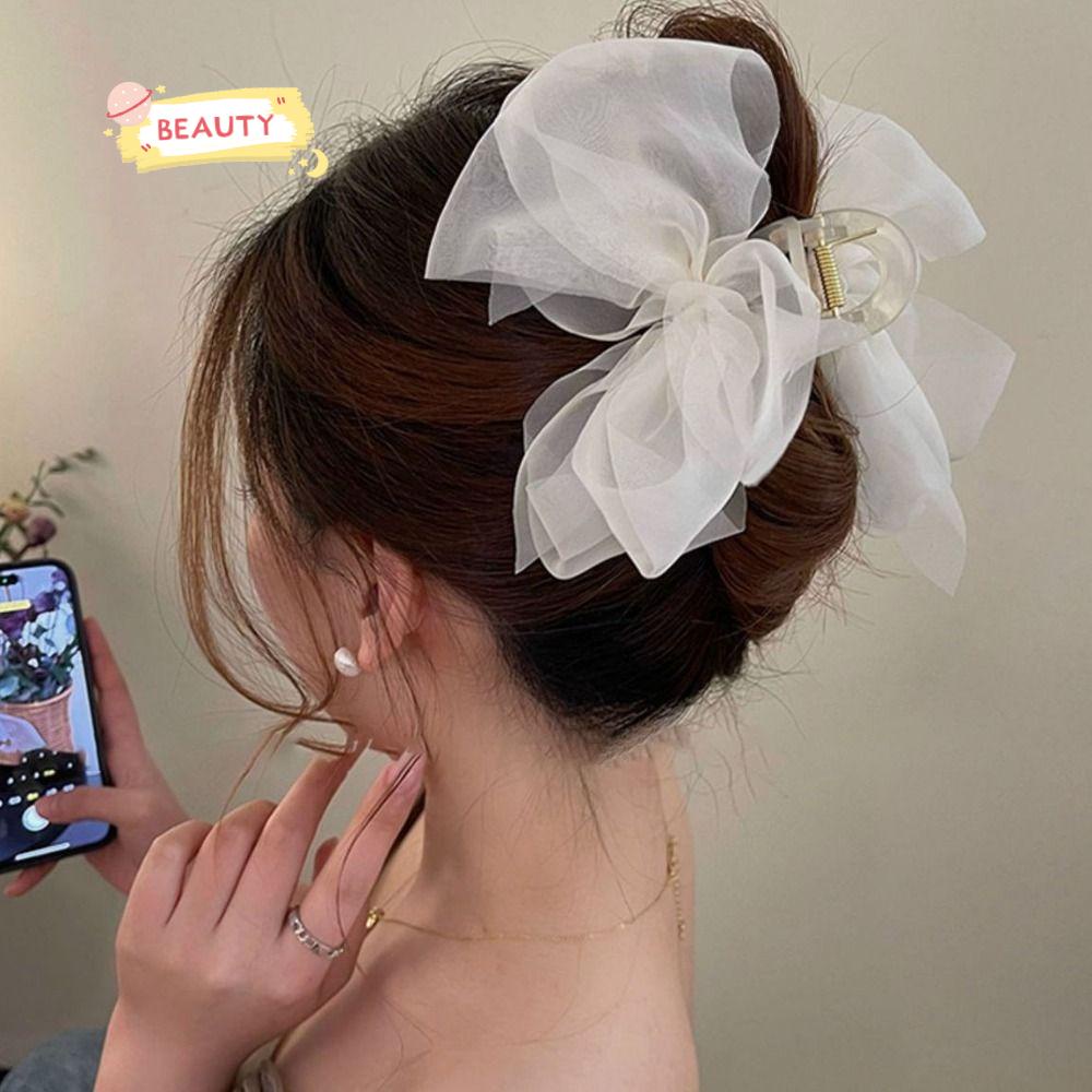 BEAUTY Kẹp Tóc Hình Nơ Lưới Thanh Lịch Cho Nữ