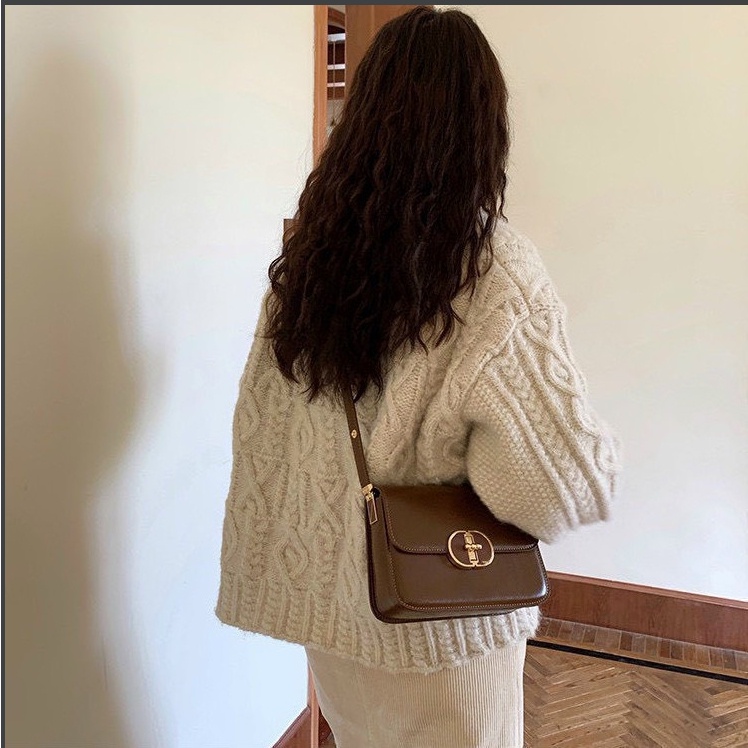 Túi đeo chéo đeo vai nữ thời trang basic da trơn 2 ngăn HOKOBI K66