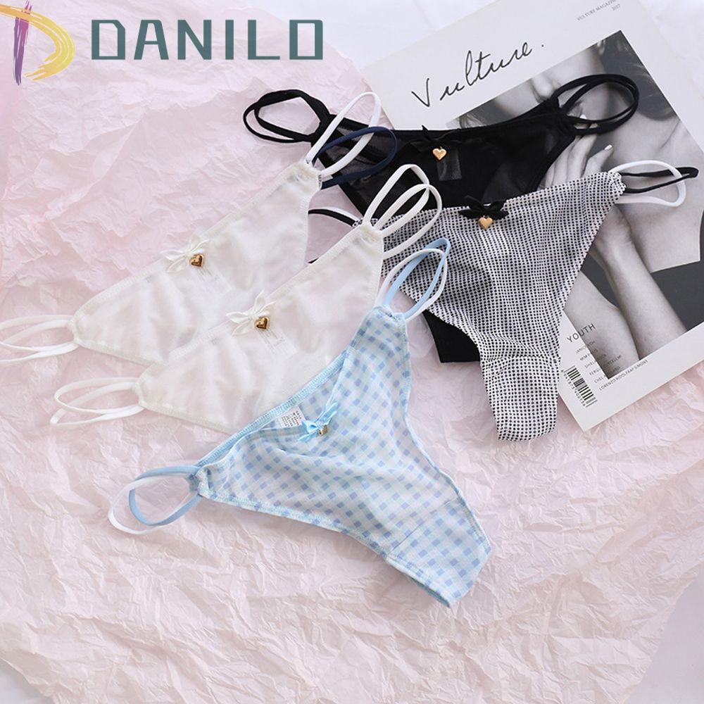 DANILO Quần Lót Lưới Thoáng Khí Mềm Mại Đính Nơ Họa Tiết Gấu / Mèo Dễ Thương Cho Nữ