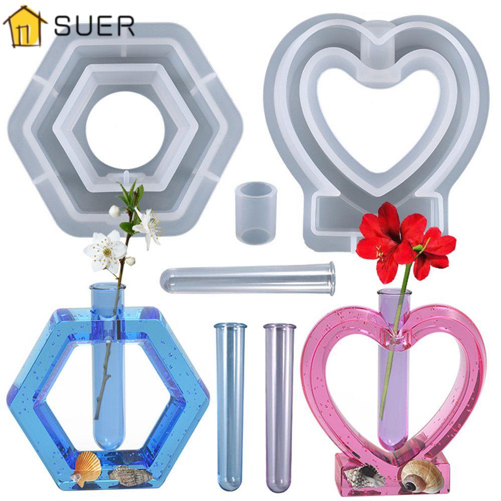 SUENIN Khuôn Silicone Hình Lọ Hoa / Trái Tim Làm Đồ Trang Sức DIY