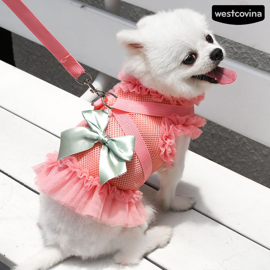 [COD]♞1 Bộ Dây Dắt Thú Cưng Đi Dạo Thiết Kế Thắt Nơ Thoáng Khí