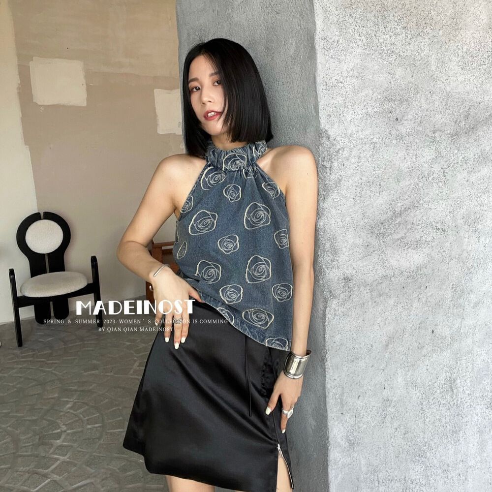 Osa Áo Denim Không Tay Phong Cách Retro Thời Trang Mùa Hè 2023 Dành Cho Nữ