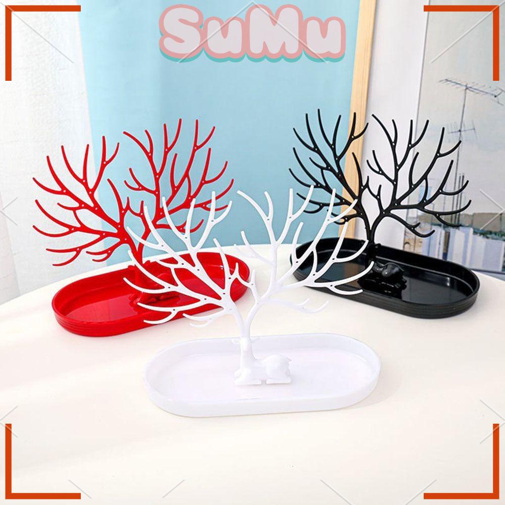 Khay Nhựa Trưng Bày Trang Sức Hình Sừng Hươu Màu Đỏ / Trắng / Đen Sáng Tạo