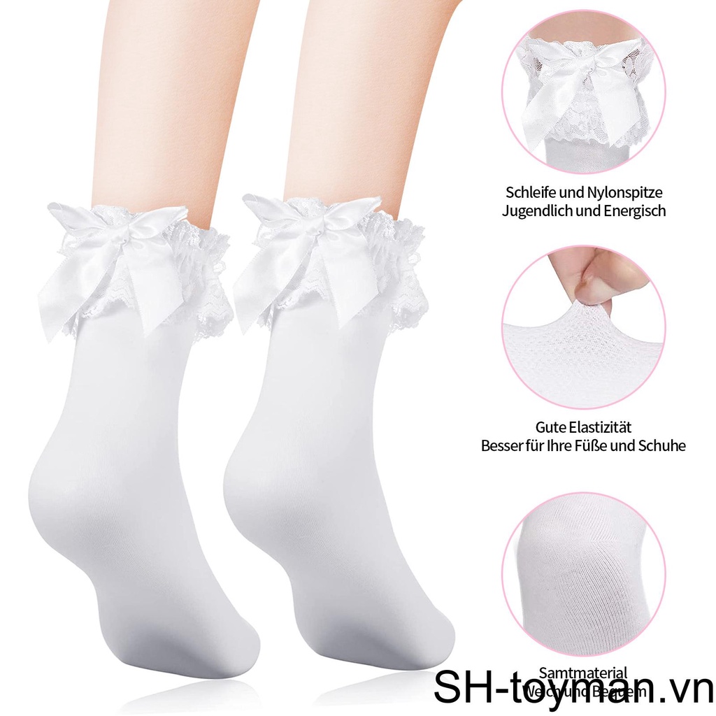 1 Đôi Tất Lưới Thoáng Khí Đính Nơ Phong Cách Lolita Đáng Yêu Thời Trang