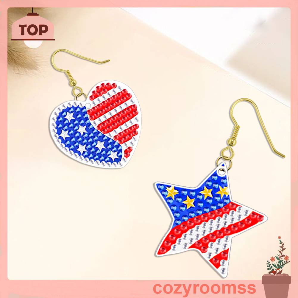 Set 2 Đôi Bông Tai Đính Hạt Kim Cương Giả Hình Dạng Đặc Biệt DIY