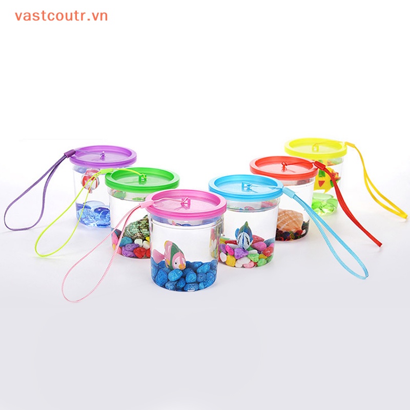 Set 10 Bình Nước Mini Bằng Nhựa Trong Suốt Có Nắp Đậy Và Dây Treo Hình Rùa