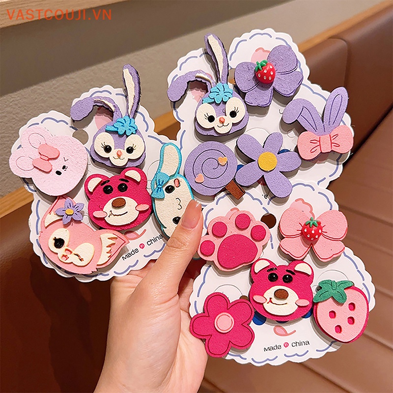 Bộ 5 Kẹp Tóc Họa Tiết Hoạt Hình Phong Cách Hàn Quốc Xinh Xắn Cho Bé Gái