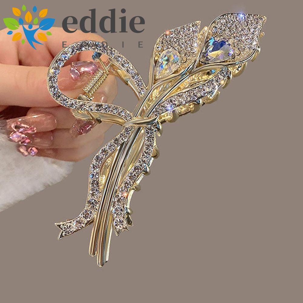 26EDIE Kẹp Tóc Móng Vuốt Bằng Kim Loại Họa Tiết Hoa Và Hoa Ngọt Ngào Tối Giản