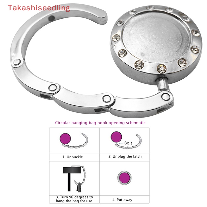 1 Móc Treo Túi Xách Hình Tròn Bằng Pha Lê Gấp Gọn Tiện Dụng