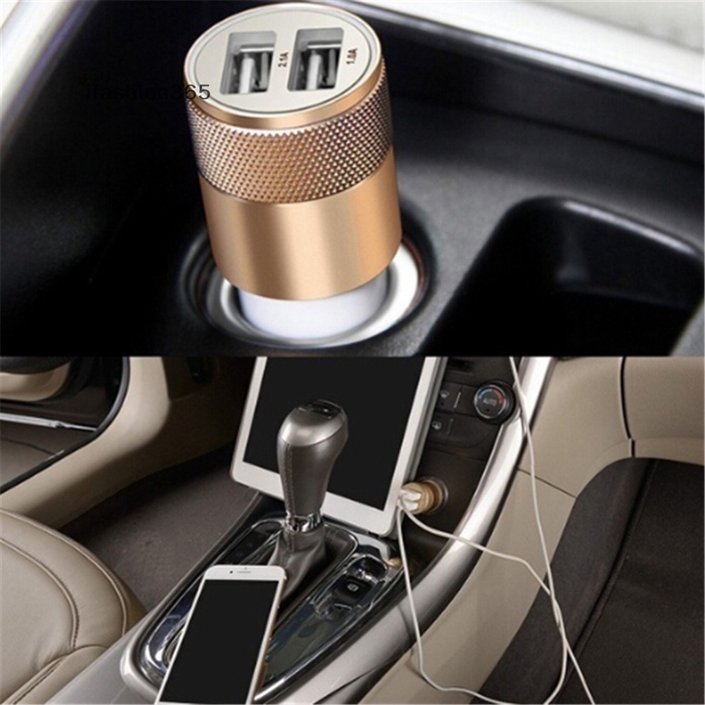 Tẩu Sạc Nhanh 2 Cổng USB DC 3.1A Mini Tiện Dụng Cho Điện Thoại / Máy Tính Bảng / laptop ifashion365