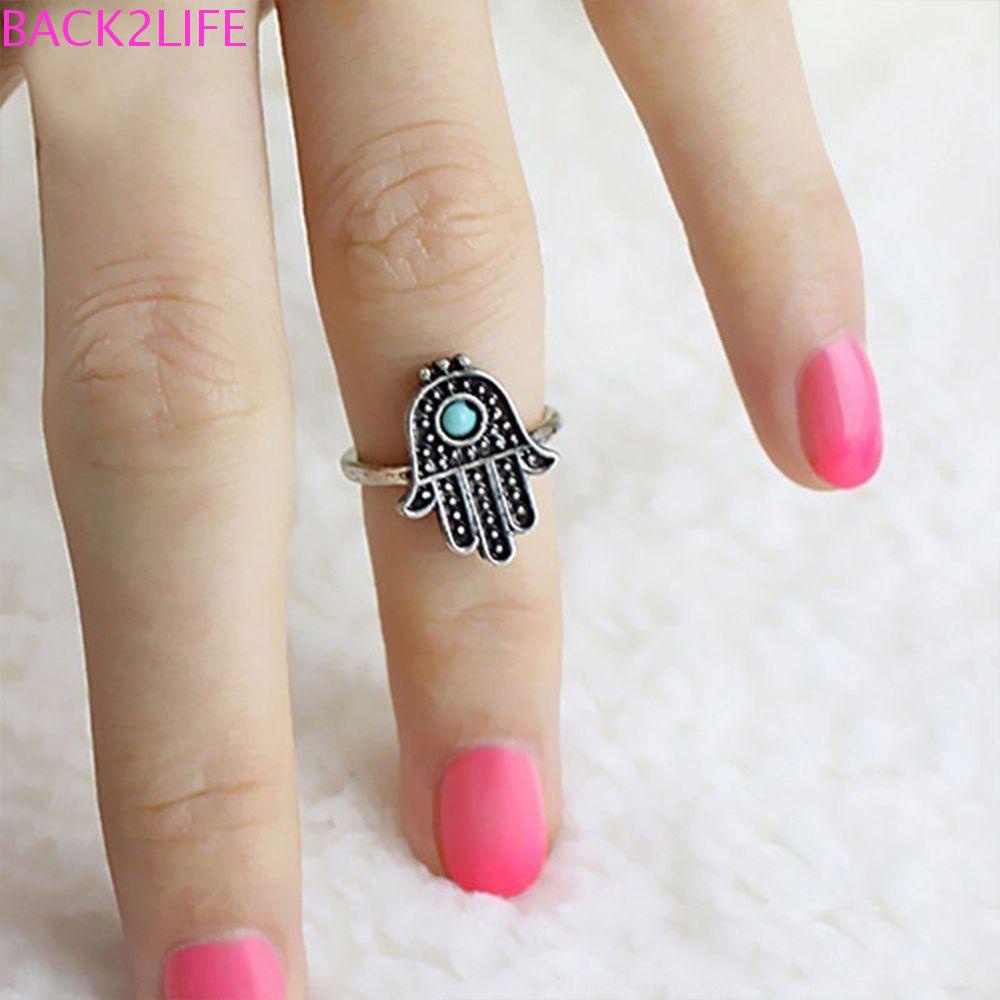 BACK2LIFE Nhẫn Mạ Bạc Hình Bàn Tay Fatima Thời Trang