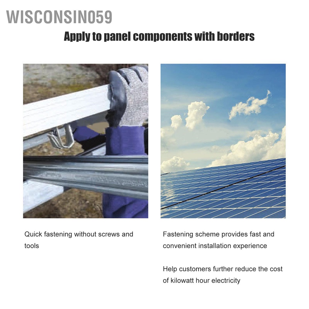 Wisconsin059 10 Tấm Pin Năng Lượng Mặt Trời Gắn Dây Thép Không Gỉ Chống Thấm Nước Trộm Nhanh Nối Đất