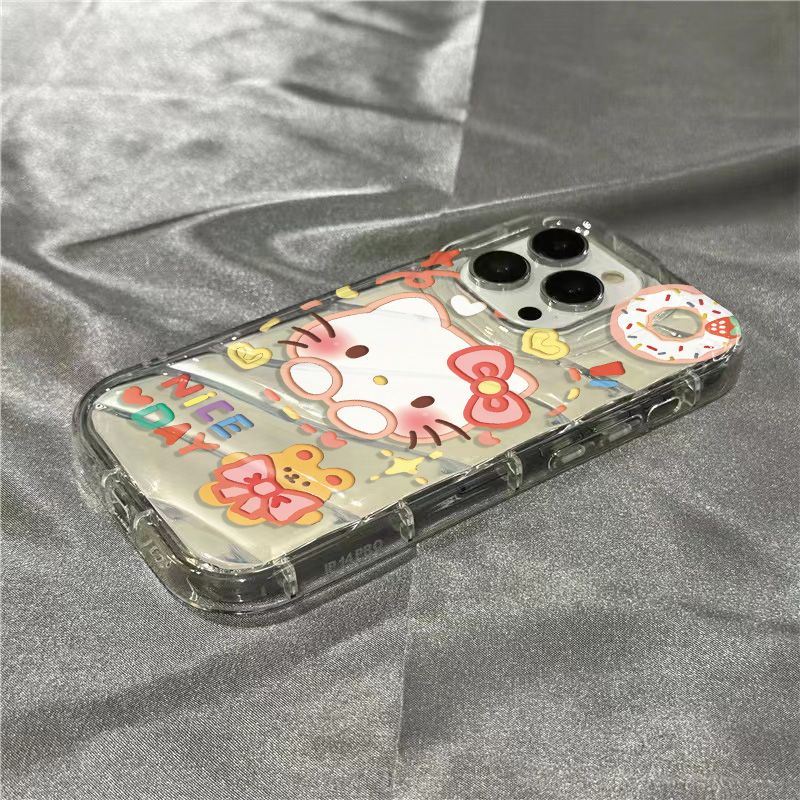 Ốp Điện Thoại Mềm Trong Suốt Họa Tiết Mèo / Bánh Donut Cho iPhone14promax 1312 / 11 7 / 8plus xr / sins LQI7