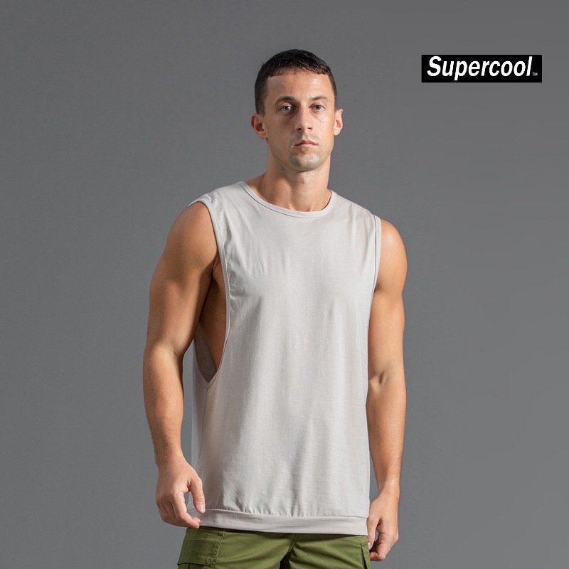 #SupercooL# Áo Thun Thể Thao Sát Nách Vải Cotton Thiết Kế Cỡ Lớn Thời Trang Cao Cấp Cho Nam