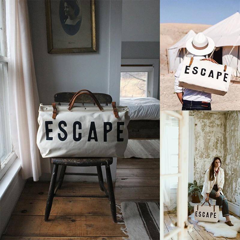 Escape letter print canvas travel bag tote