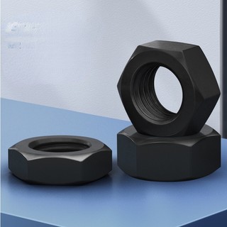  Đai ốc lục giác mỏng cường độ cao cấp 8 Mũ vít phẳng màu đen Đai ốc răng mịn M8M10M12M20 * 1.25 * 1.5