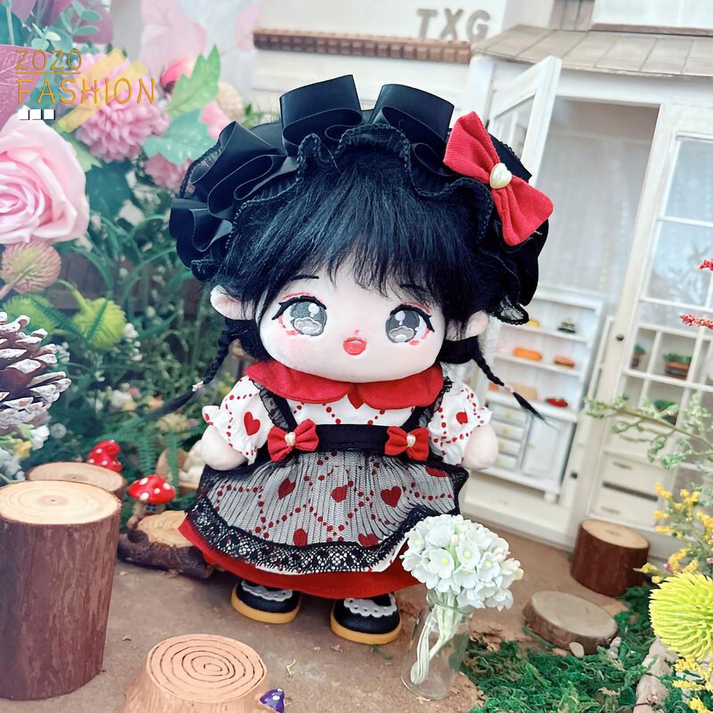 1 Bộ Trang Phục Gồm Áo Hai Dây Và Váy 20cm In Họa Tiết Trái Tim Dễ Thương Cho Búp Bê
