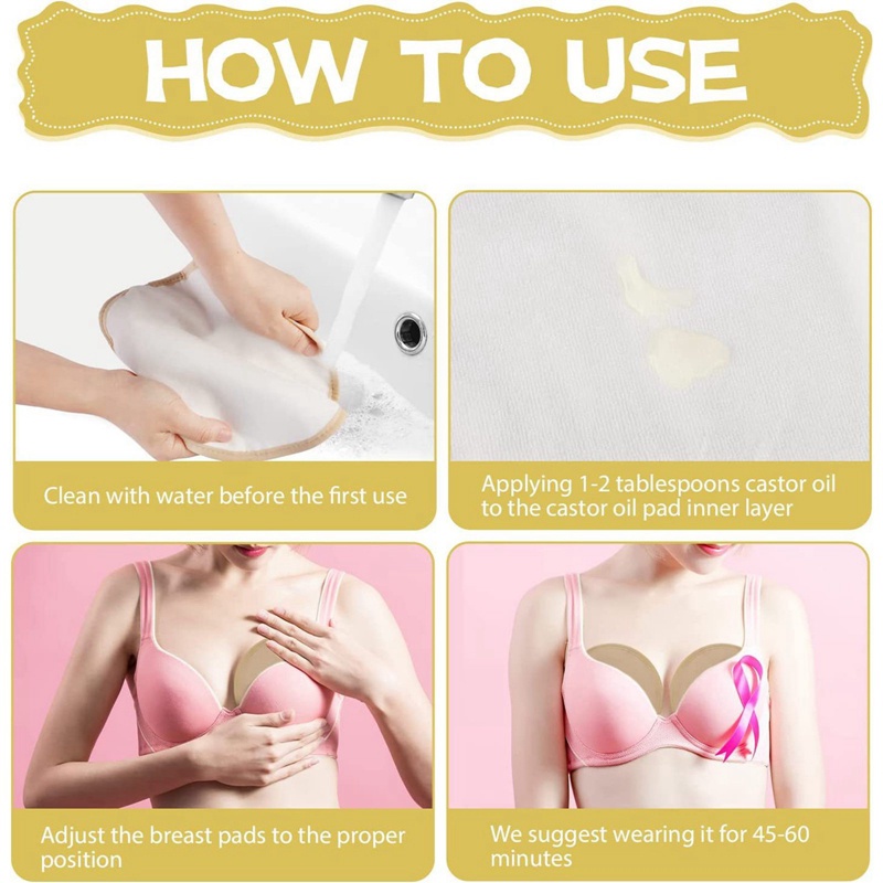 Bộ 4 Miếng Đệm Ngực Thầu Dầu Thầu Dầu Hữu Cơ Mềm Mại Thoải Mái Có Thể Giặt Rửa Và Tái Sử Dụng