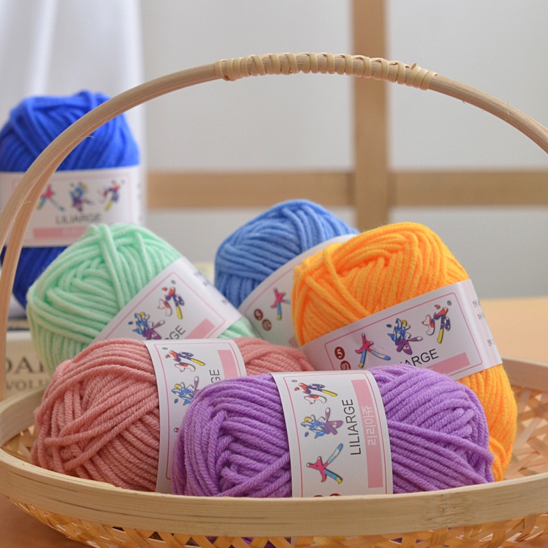 25g 70m 27 Màu Năm sợi sữa bông Crochet sợi áo len khăn DIY chất lượng cao mềm tay đan chỉ