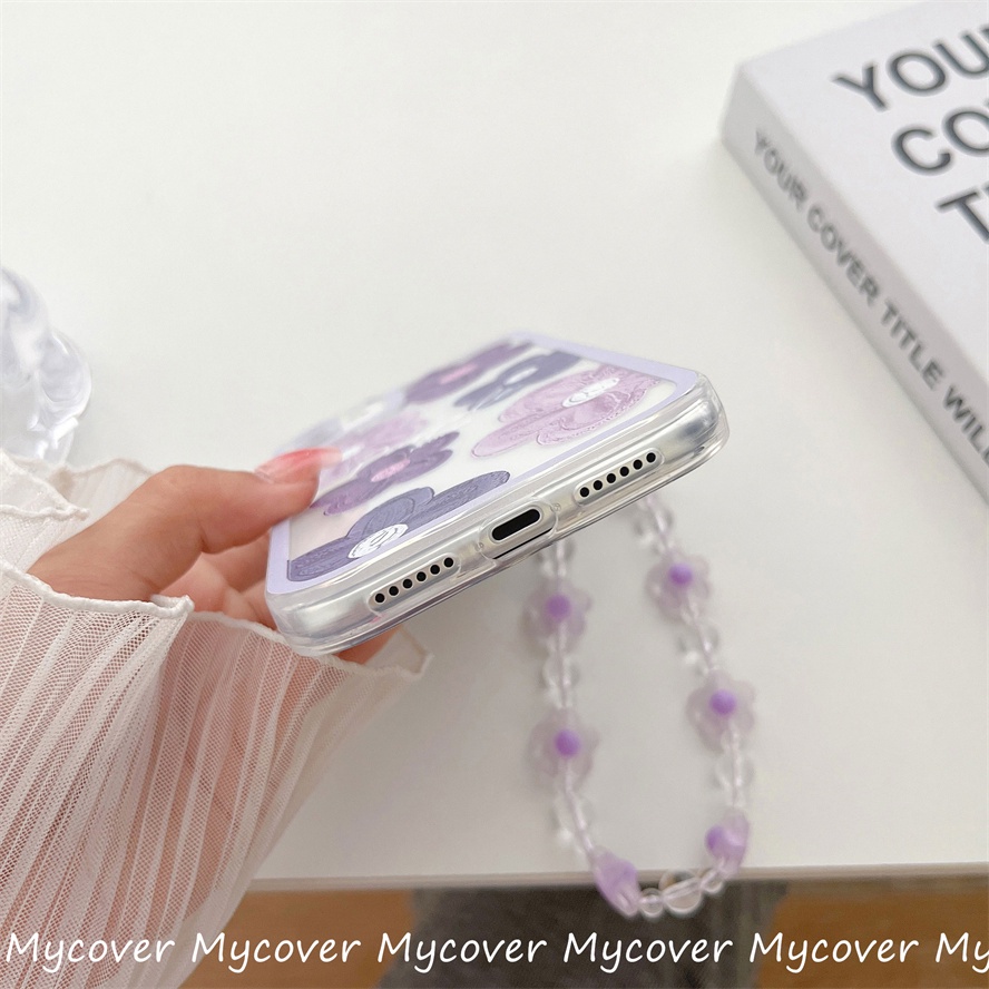 Ốp Điện Thoại Silicon Chống Sốc Họa Tiết Hoa Kèm Dây Đeo Dành Cho iPhone 11 12 13 14 Pro Max X Xr Xs 8 7 6 Plus SE 2020