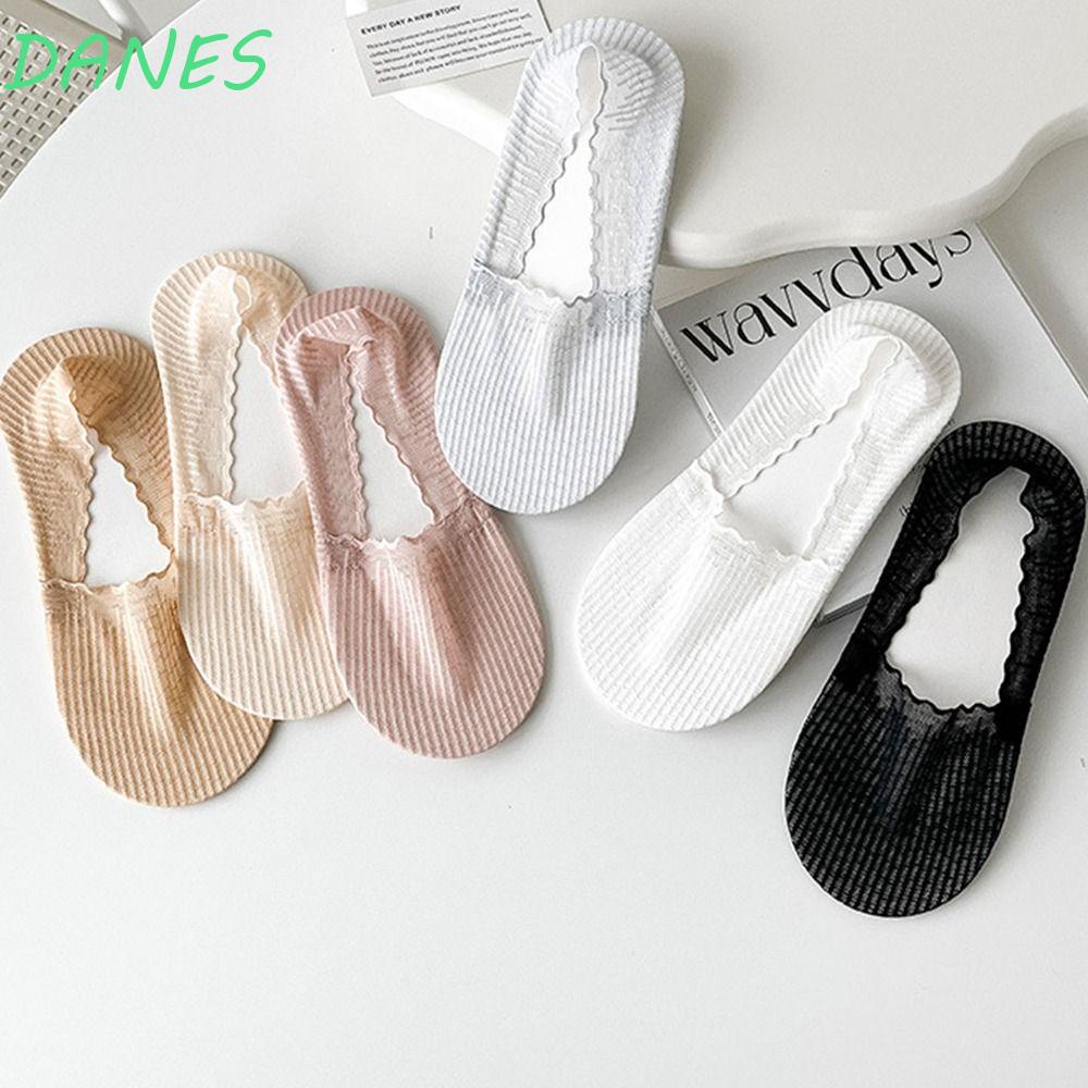 Vớ Thuyền Bằng Silicone Siêu Mỏng Màu Trơn Phối Ren Vui Nhộn Thoáng Khí Cho Nữ