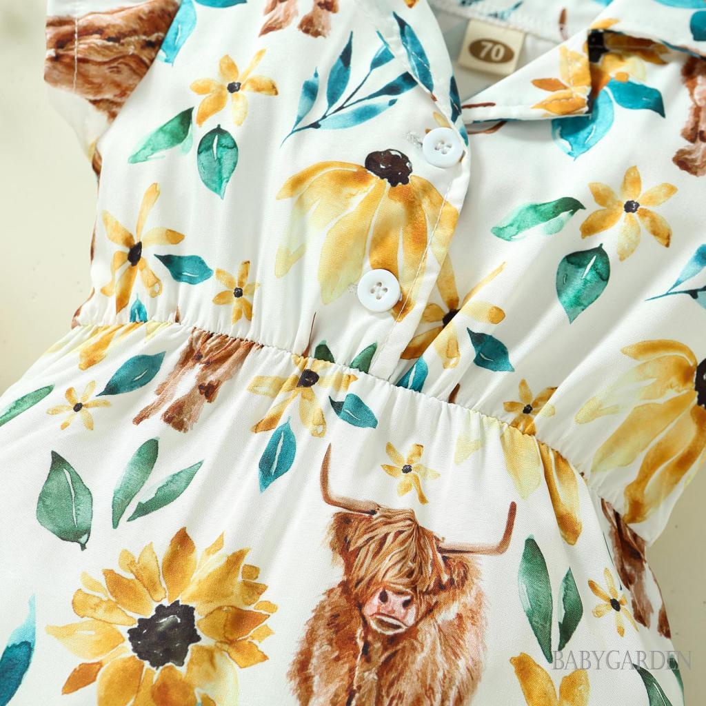 Bộ Áo Liền Quần Tay Cánh Tiên In Họa Tiết Xương Rồng / Bò Sữa Dễ Thương Thời Trang Mùa Hè Cho Bé Gái 0-12 Tháng Tuổi