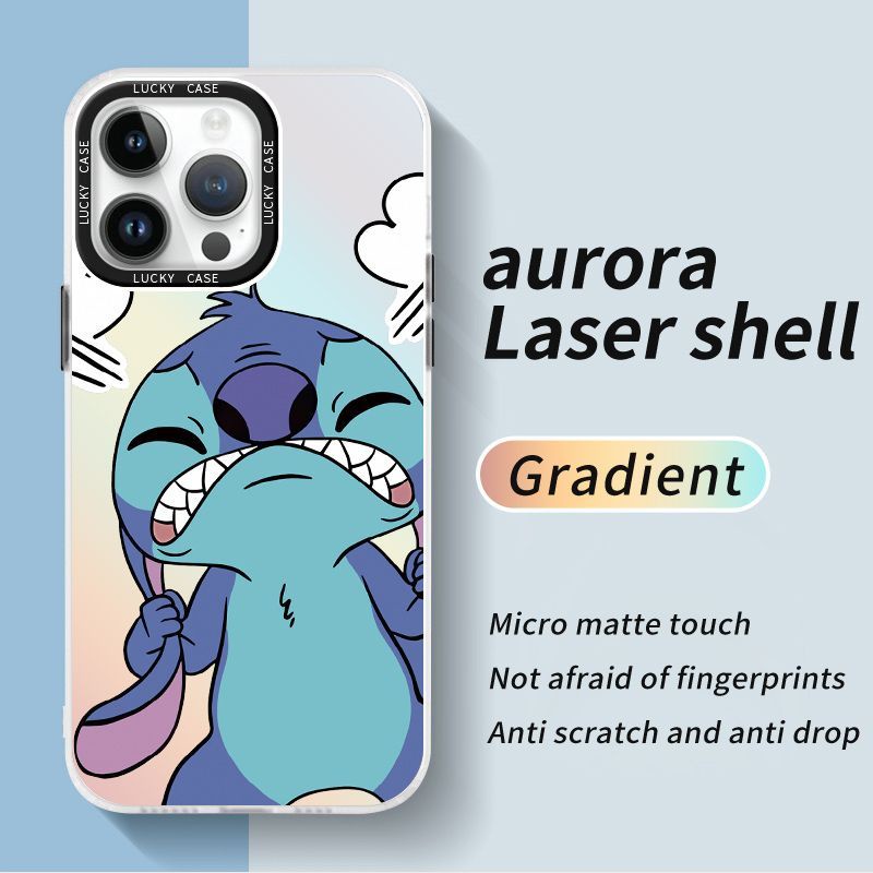 Ốp Điện Thoại Màu Laser Họa Tiết Stitch Dễ Thương Cho Iphonexr128plusins1314 promax YLZ8