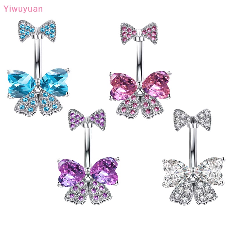 Khuyên Rốn Hình Nơ Đính Đá Zircon Thời Trang Mới Cho Nữ