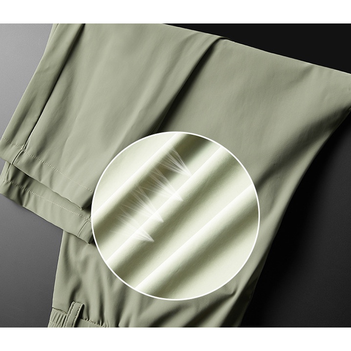 Quần Dài Thể Thao Vải Lụa Lạnh Mỏng Co Giãn Tốt Thời Trang Mùa Hè Cho Nam