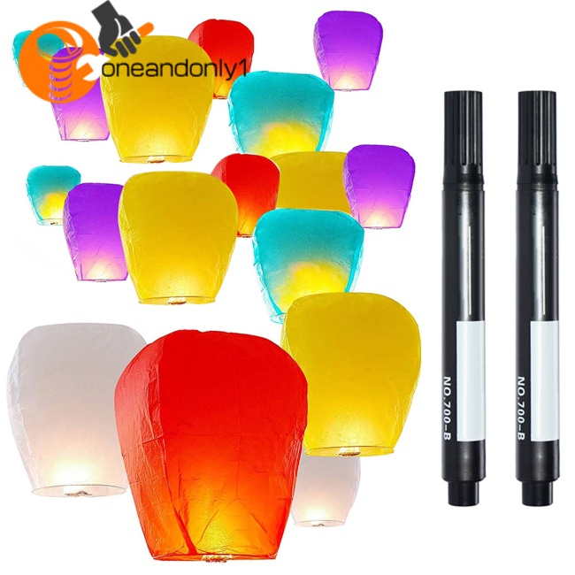 Set 20 Lồng Đèn Giấy Kèm 2 Bút Đánh Dấu Nhiều Màu Sắc Dùng Trang Trí Tiệc Cưới / Sinh Nhật